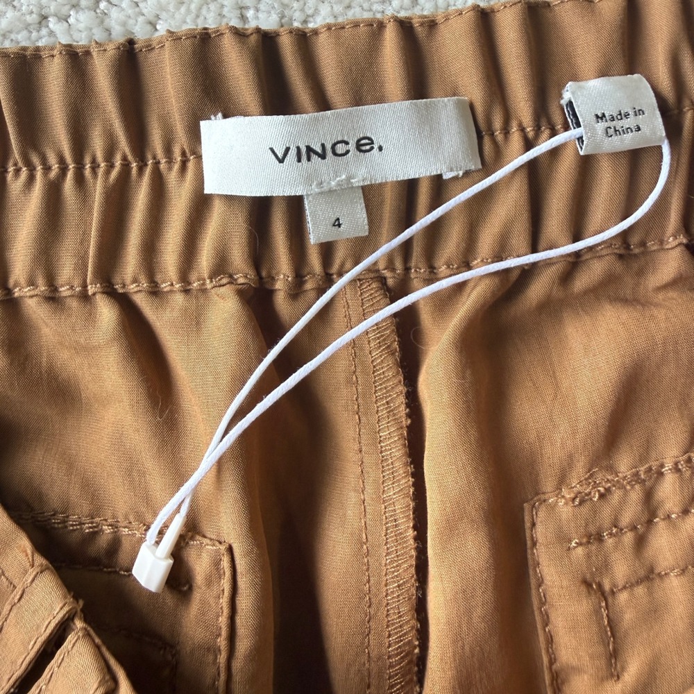 Vince Fluid Cargo Trouser Women 4 Nile Brown Wide Leg Mid Rise V967422108 - Picture 7 of 16
